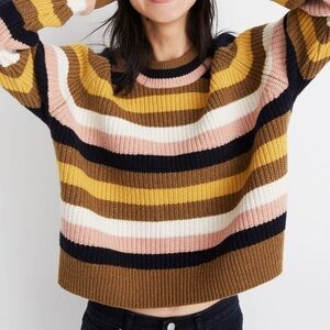 Madewell Striped Tilden Pullover Sweater Size L